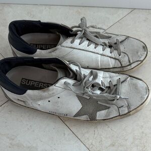 Golden Goose White Sneakers with Gray Star